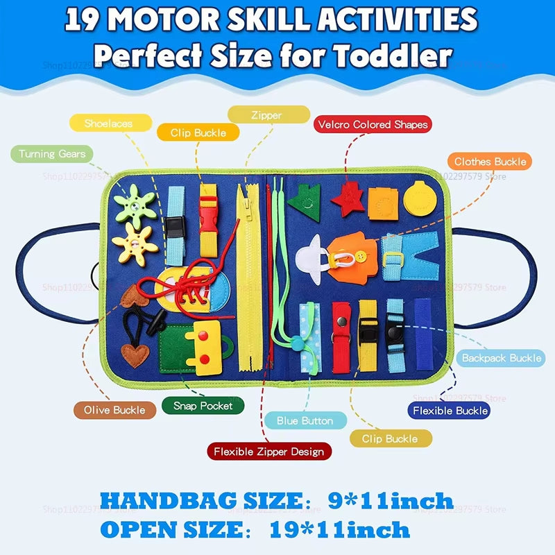 Toddler Busy Board for Montessori Sensory Toys Early Education Learning Fine Motor Skills Preshool Toddler Busy Book for Kids